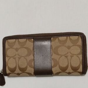 Coach Signature Jacquard Zip Around Wallet